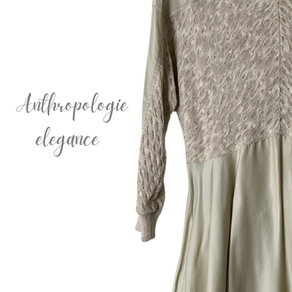 Anthropologie Holding Horses Cream Knitsatin Dress